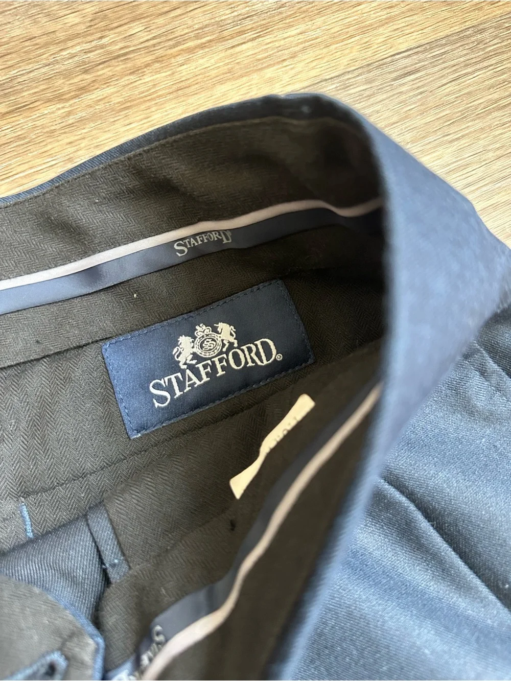Stafford Navy‎ Blue Dress Pants 38x29 Classic Fit Pleated Mens Slacks